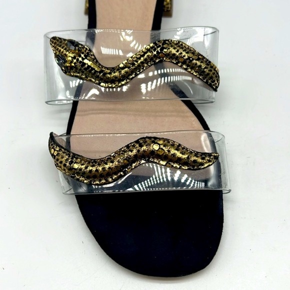 CECELIA - Danica Gold And Black Crystal Eyed Snake Slip On Sandals Size 7 - Picture 4 of 14